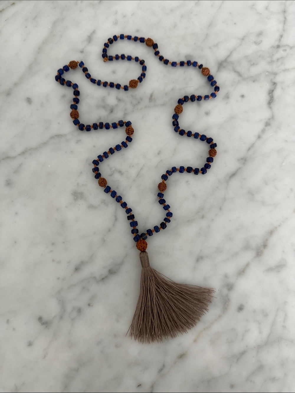 Blue and Brown Beaded Necklace
